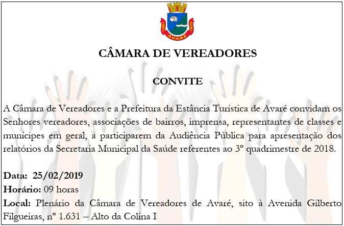 Convite: Audiência Pública Saúde