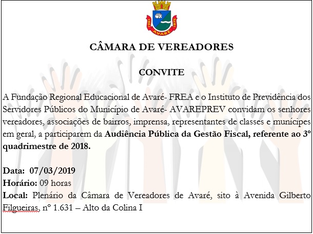 Convite: Audiência Pública Saúde
