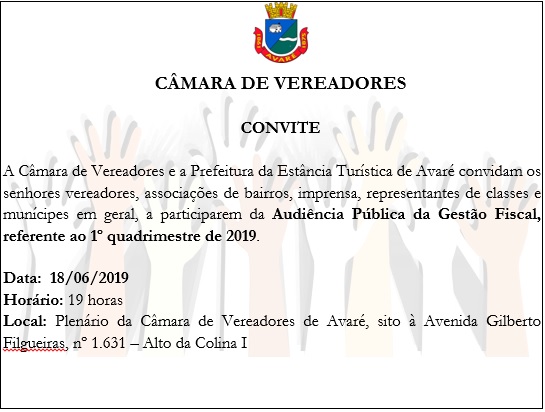 Convite: Audiência Pública