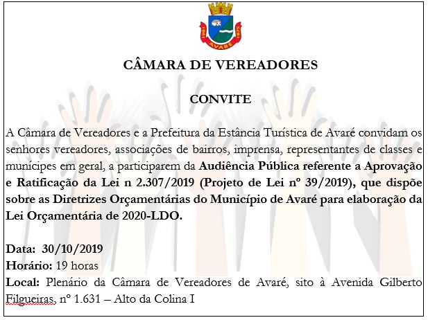 Convite: Audiência Pública