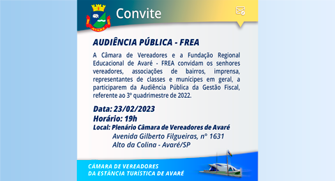 Audiência Pública - FREA - 3º quadrimestre de 2022